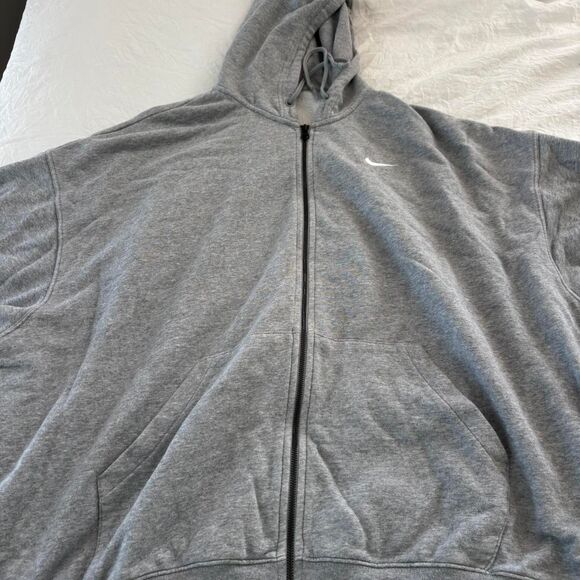 NIKE Zip Up Oversized Drop Shoulder Large Swoosh Everyday Men's Grey Hoodie - Picture 1 of 3